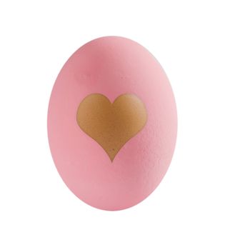 Preserved egg   , pink eggs with heart shape on white background