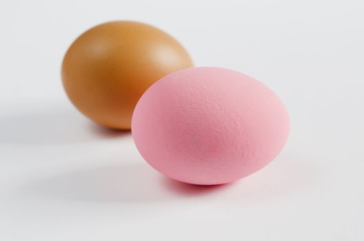 Duck egg preserved in potash or ammonia  and eggs on white background