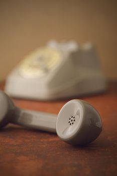 Old-fashioned phone with receiver off