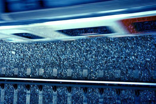 Train passing by with motion blur background 