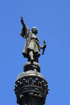 monument to Christopher Columbus at the lower end of La Rambla, Barcelona, Spain.