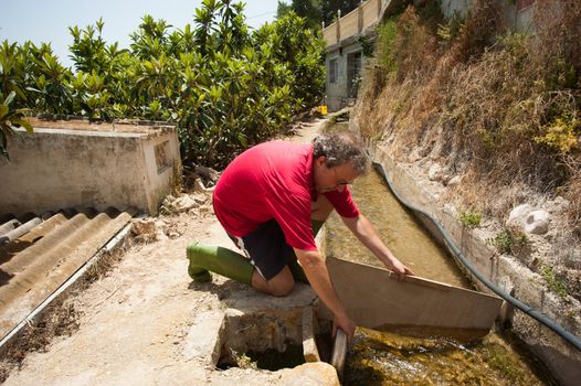 Traditional agriculture with an old irrigation ditch