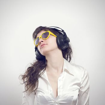 Young woman listening music