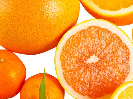 Vitamin C Overload, Stacks of sliced fruit isolated on white