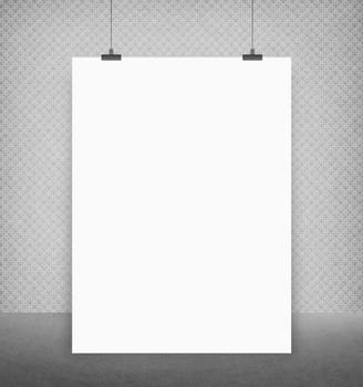 white poster on a wall