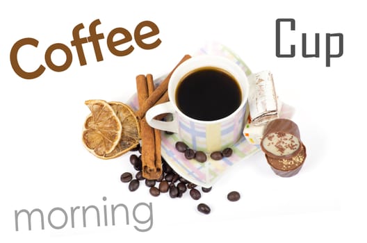Cup of coffee on white