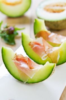 Fresh Melon with Prosciutto and basil