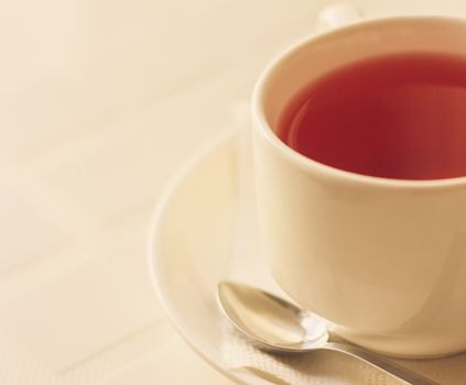 Cup Of Black Tea On White Table, Drink For Health