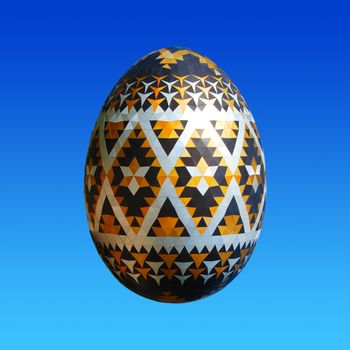 Easter egg isolated on blue background with path