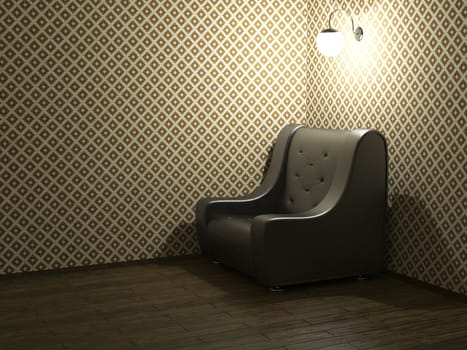 The black leather chair in a room