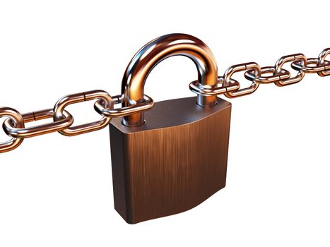 The big lock hanging on a chain