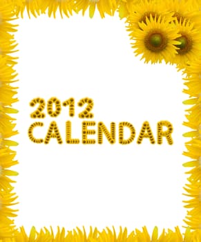 2012 year calendar with Sunflowerand  frame design