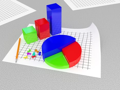 The color glass graph on a table