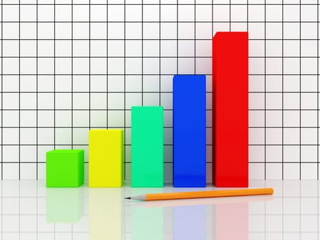 The color glass graph on a white background 