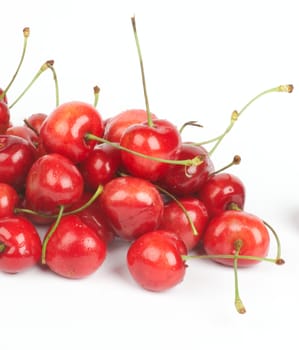 Heap of Fresh Ripe Sweet Cherry isolated on white background