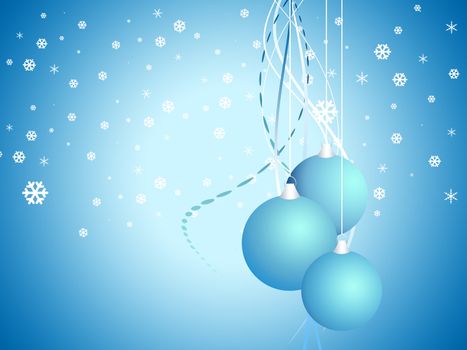 Cartoon  Christmas bell on snow blue background