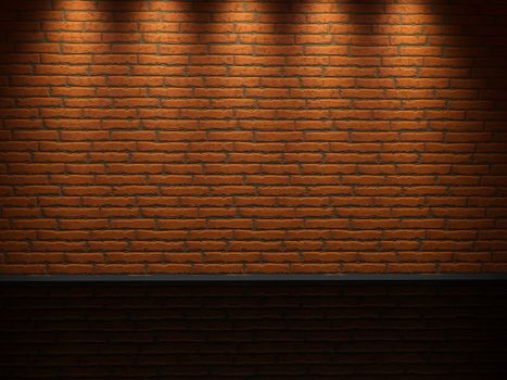 Interior of a room with a brick wall