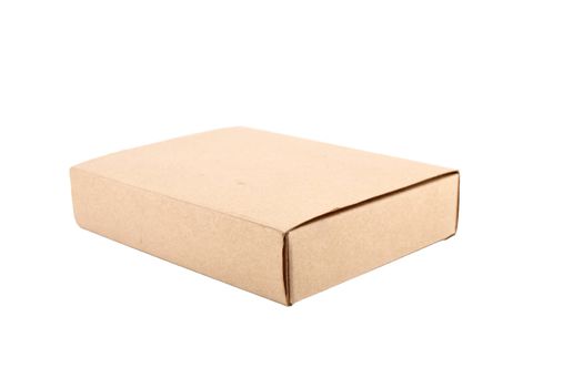 Brown paper box on white isolated background