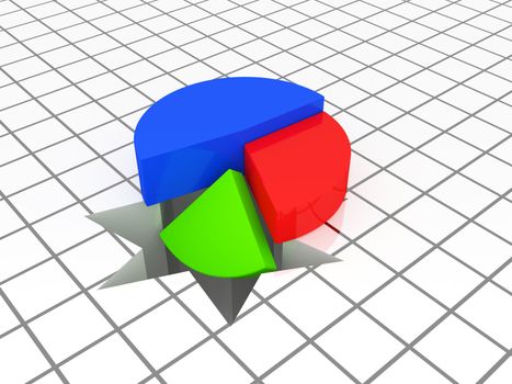 The colored diagram falls in a hole
