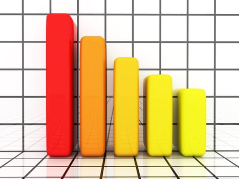 The shiny colored graph on a white background