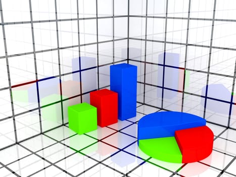 The colored graph and the diagram on a white background