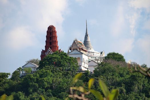 View of Wat Maha Samanaram from the royal observatory on Khao Wang hill,Thailand