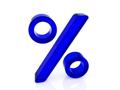 Blue sign of percent on a white background