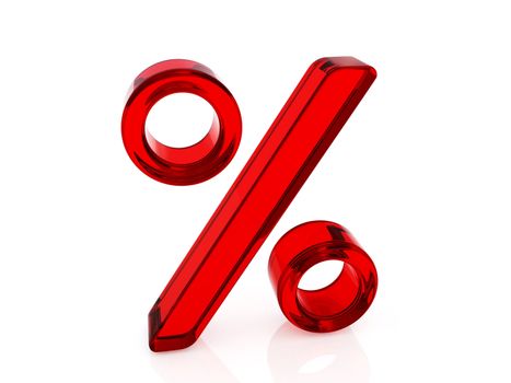 Red sign of percent on a white background