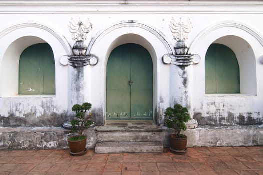 Green Window and Door of building