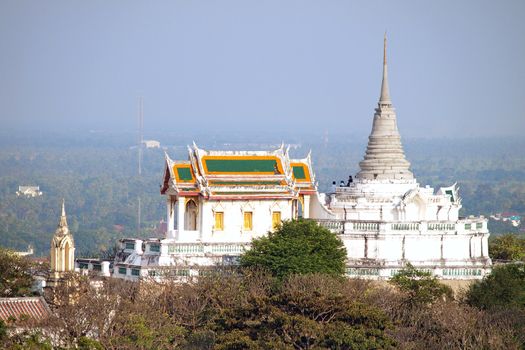 Maha Samanaram temple on top of hill  in Petchburi ,Thailand    