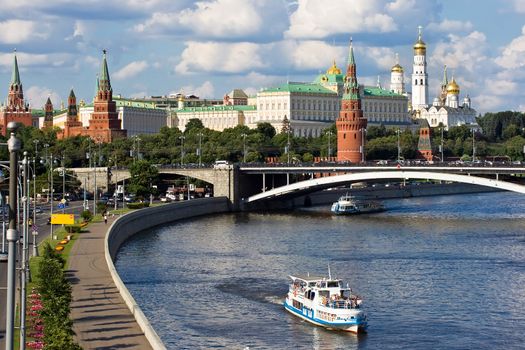 Famous Moscow Kremlin and Moskva river, Russia