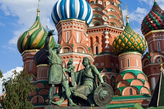 St. Basil Cathedral and Pozharsky And Minin Monument, Moscow, Red Square