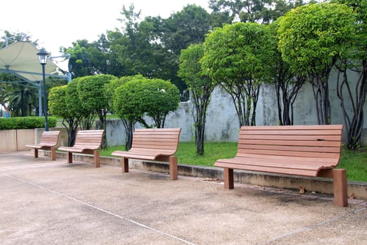 Wooden benches in the park