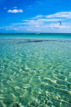 sandy beach and transparent water of the sea in Sardinia