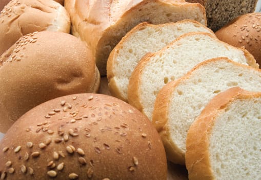 Different types of bread isolated on white