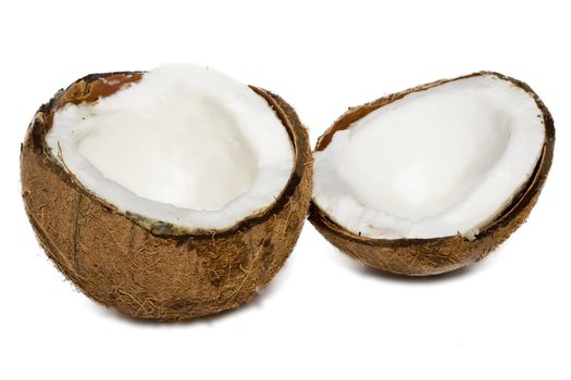 Fresh coconut on white isolated background