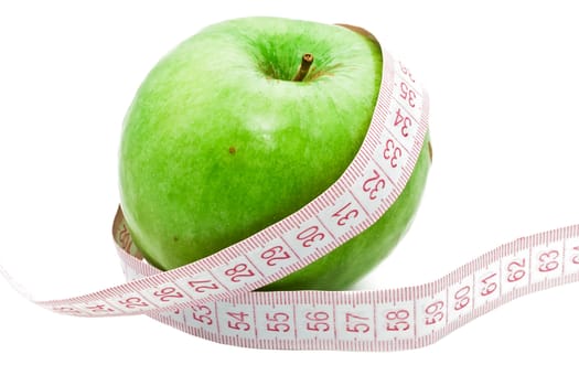 Measuring a green apple