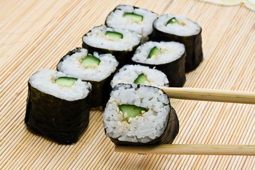 Traditional Japanese food Sushi, close-up