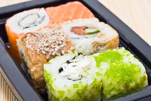 Traditional Japanese food Sushi, close-up