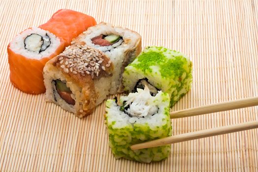 Traditional Japanese food Sushi, close-up