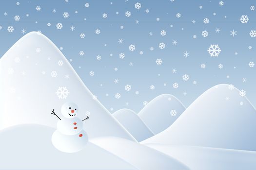 Christmas background,Snow man with mountain