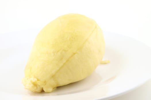 Close up of peeled durian flesh 