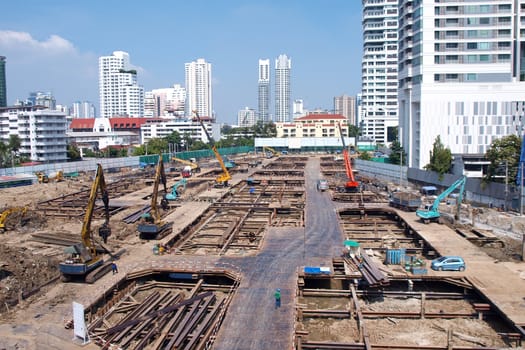 Construction site of modern building