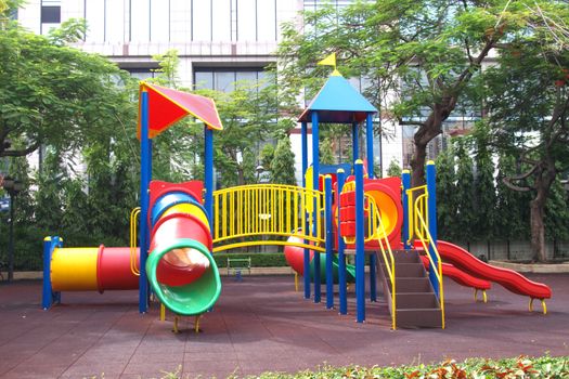 Playground without children in city park   