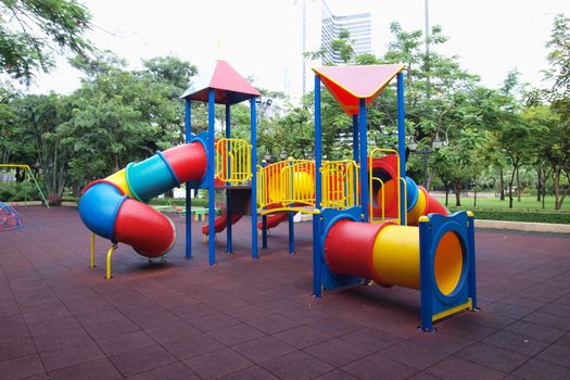 Playground without children in city park      