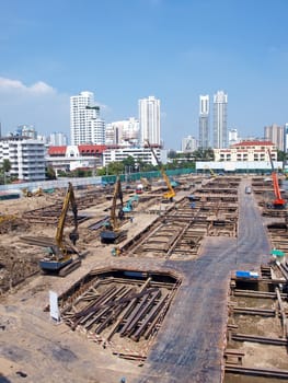 Construction site of modern building