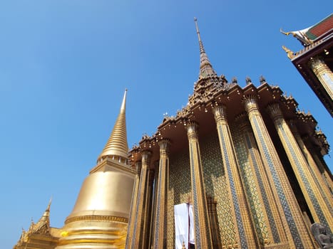 Golden pagoda in Grand Palace ,Bangkok Thailand