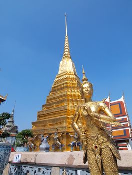 Kinnari statue att he Temple of the Emerald Buddha  , Bangkok, Thailand