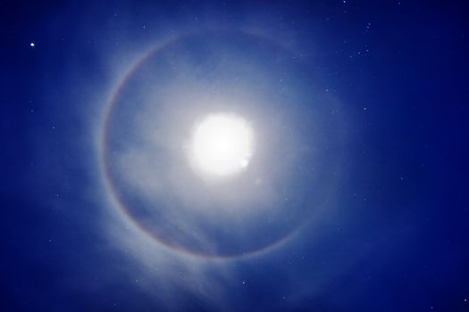 The halo around the moon - night photo