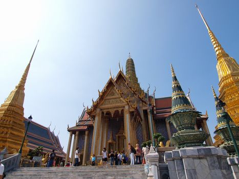 BANGKOK THAILAND - December 29:Tourist and visitors admiring the beautifully decorated Buddhist temples, Bangkok Thailand.    